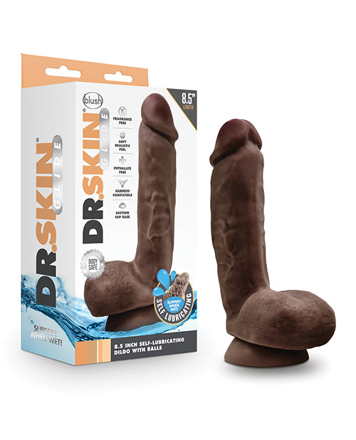 BROWN BLUSH DR. SKIN GLIDE 8.5 INCH SELF LUBRICATING DILDO