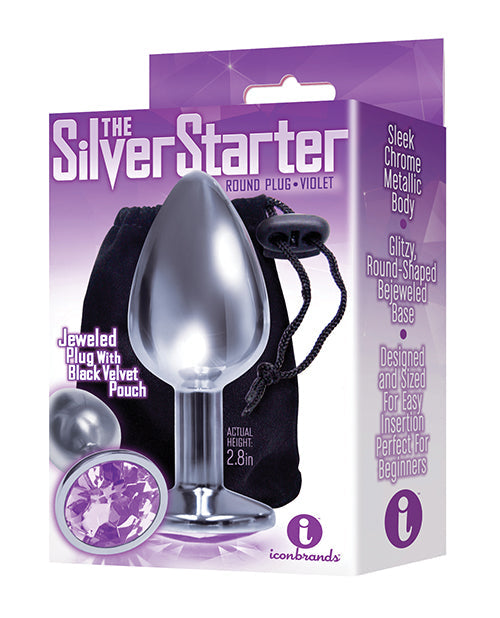 THE 9'S THE SILVER STARTER BEJEWELED ROUND STAINLESS STEEL PLUG